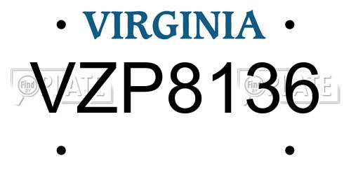 VZP8136 Virginia License Plate