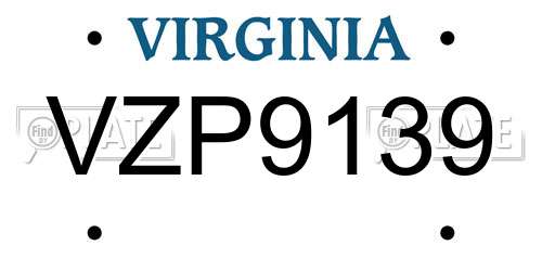 VZP9139 Virginia License Plate