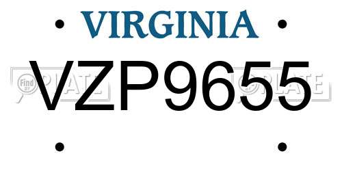 VZP9655 Virginia License Plate