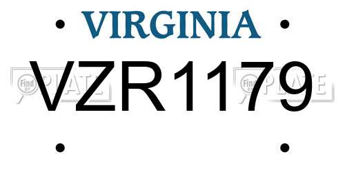VZR1179 Virginia License Plate