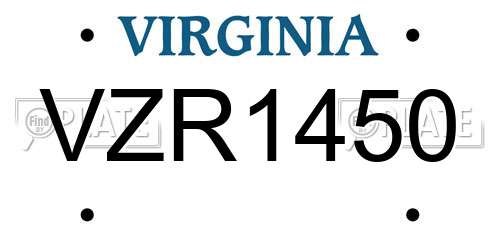 VZR1450 Virginia License Plate