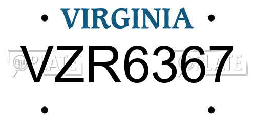 VZR6367 Virginia License Plate