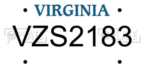 VZS2183 Virginia License Plate