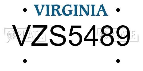 VZS5489 Virginia License Plate