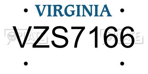 VZS7166 Virginia License Plate