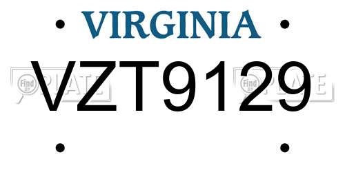 VZT9129 Virginia License Plate