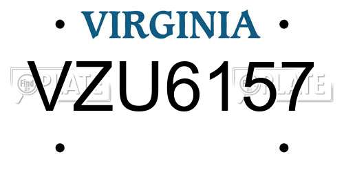 VZU6157 Virginia License Plate