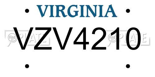 VZV4210 Virginia License Plate