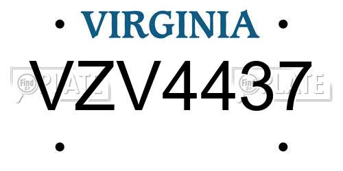 VZV4437 Virginia License Plate
