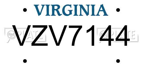VZV7144 Virginia License Plate