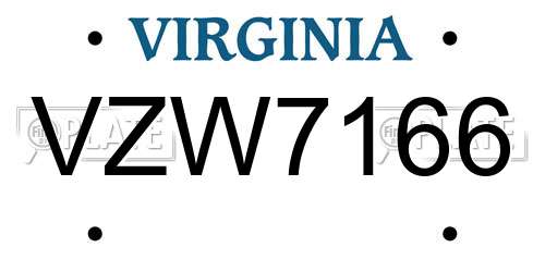 VZW7166 Virginia License Plate