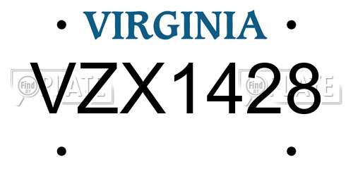 VZX1428 Virginia License Plate
