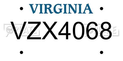 VZX4068 Virginia License Plate