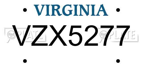 VZX5277 Virginia License Plate