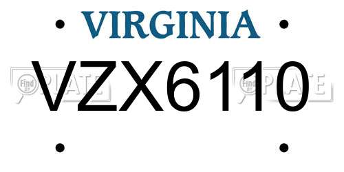 VZX6110 Virginia License Plate