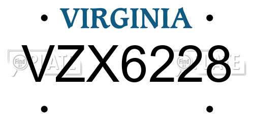 VZX6228 Virginia License Plate
