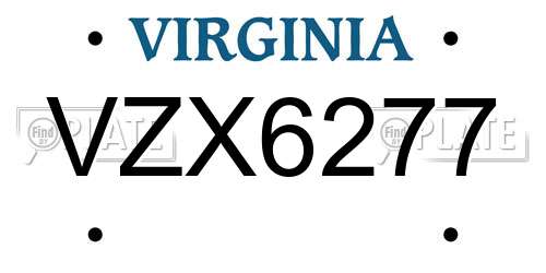 VZX6277 Virginia License Plate