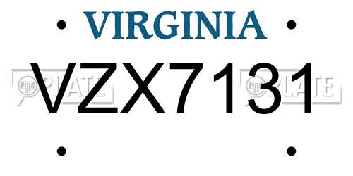 VZX7131 Virginia License Plate