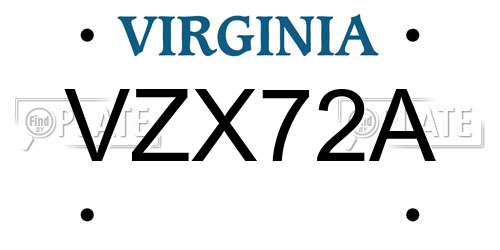 VZX72A Virginia License Plate