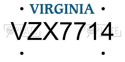 VZX7714 Virginia License Plate