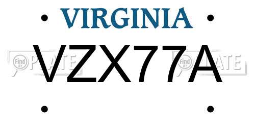 VZX77A Virginia License Plate