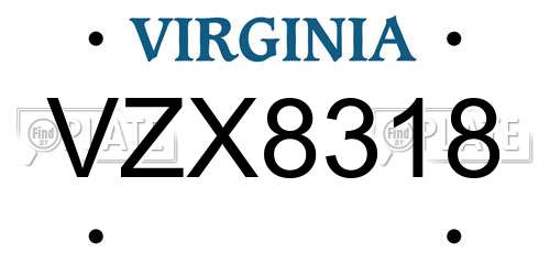 VZX8318 Virginia License Plate
