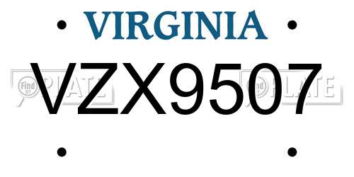 VZX9507 Virginia License Plate
