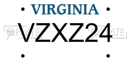 VZXZ24 Virginia License Plate