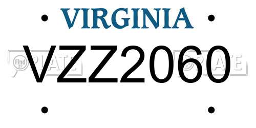 VZZ2060 Virginia License Plate