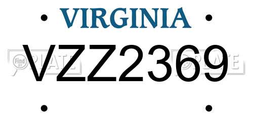 VZZ2369 Virginia License Plate
