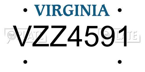 VZZ4591 Virginia License Plate