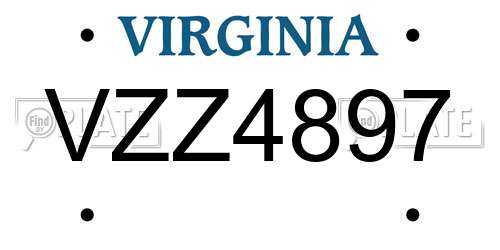 VZZ4897 Virginia License Plate