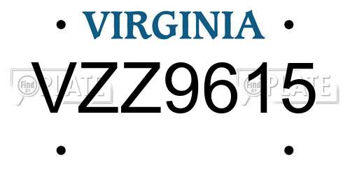 VZZ9615 Virginia License Plate