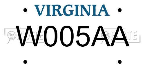 W005AA Virginia License Plate
