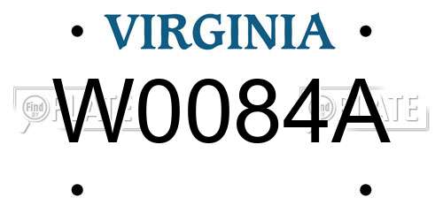 W0084A Virginia License Plate