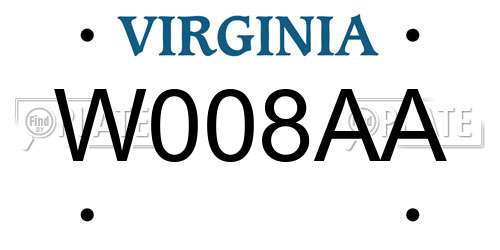 W008AA Virginia License Plate