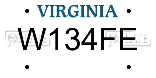 W134FE Virginia License Plate