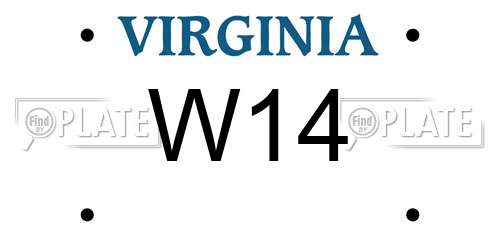 W14 Virginia License Plate