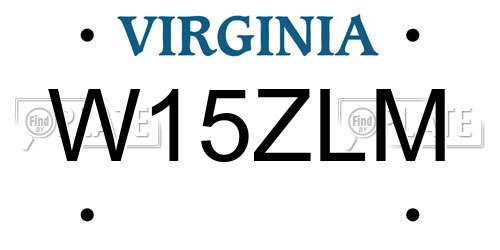 W15ZLM Virginia License Plate
