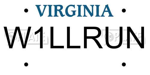 W1LLRUN Virginia License Plate