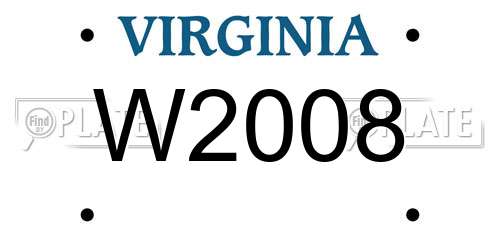 W2008 Virginia License Plate