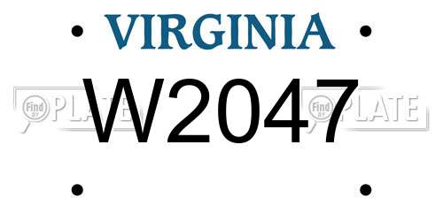 W2047 Virginia License Plate