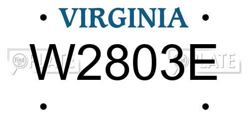 W2803E Virginia License Plate