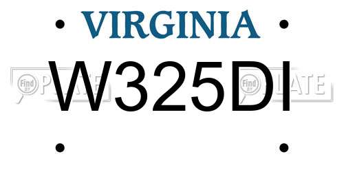 W325DI Virginia License Plate