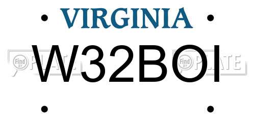 W32BOI Virginia License Plate