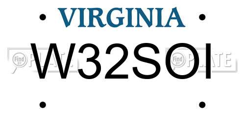 W32SOI Virginia License Plate