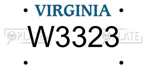 W3323 Virginia License Plate