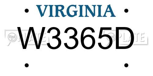 W3365D Virginia License Plate