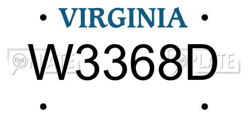 W3368D Virginia License Plate