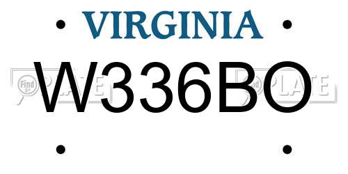 W336BO Virginia License Plate